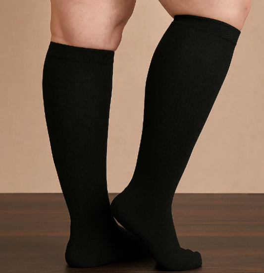 Workcloud Recovery Wide-Calf Compression Socks – 15–20 mmHg, Anti-Swelling, Easy On/Off, All-Day Comfort