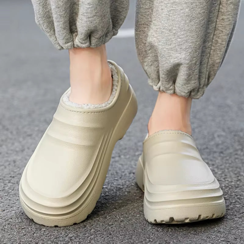 Waterproof Slipper Add Cotton Thick Bottom Kitchen Shoes Chef Non-Slip Men'S Work Shoes Soft and Comfortable Wear-Resistant Warm